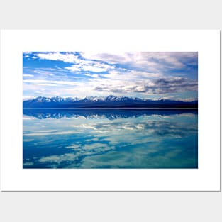 New Zealand lake and mountains landscape Posters and Art